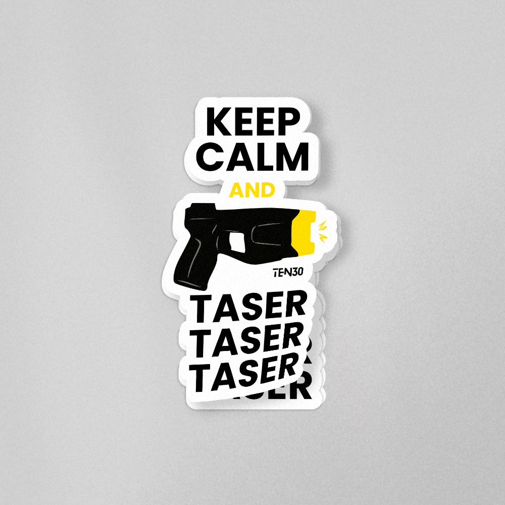 [Keep Calm and Taser Sticker – Funny Law Enforcement Vinyl Decal]